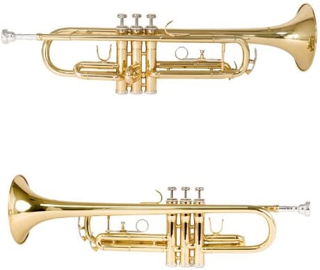 Mendini by Cecilio Gold Trumpet Brass Standard Bb Trumpet, Student Beginner with Hard Case